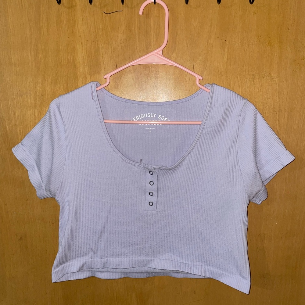 Aeropostale Purple Polo Crop T-Shirt